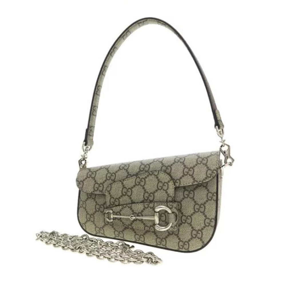 Gucci Horsebit Shoulder Bag GG Supreme canvas chain